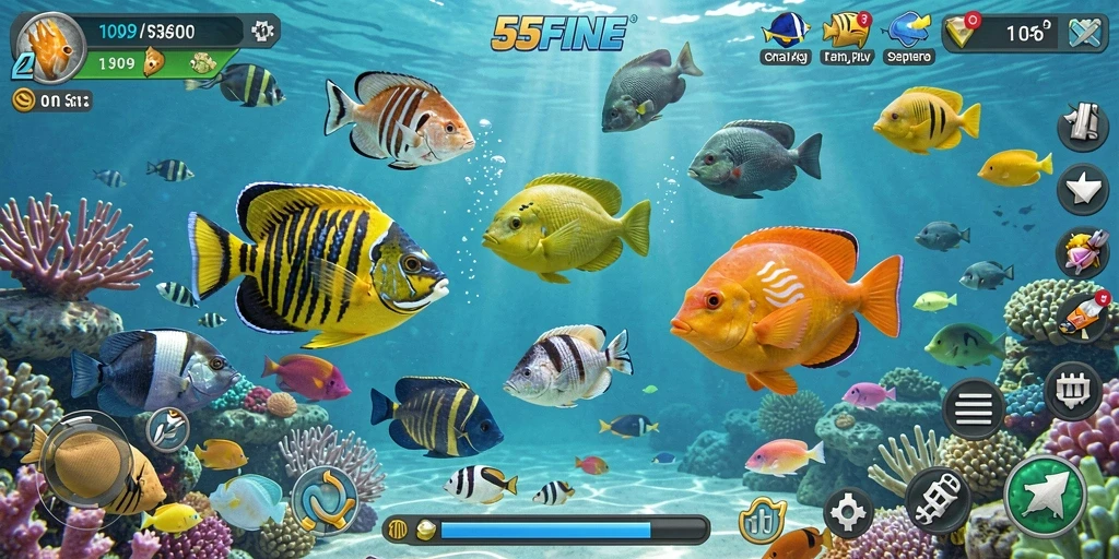 Tampilan gameplay Tembak Ikan yang penuh warna dan menarik.