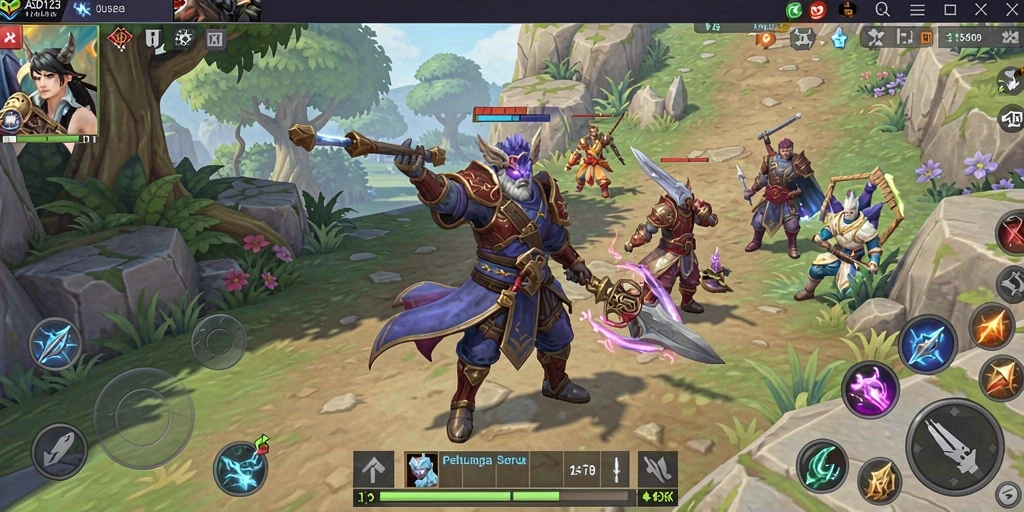 Tangkapan layar gameplay menunjukkan aksi seru di ASD123.