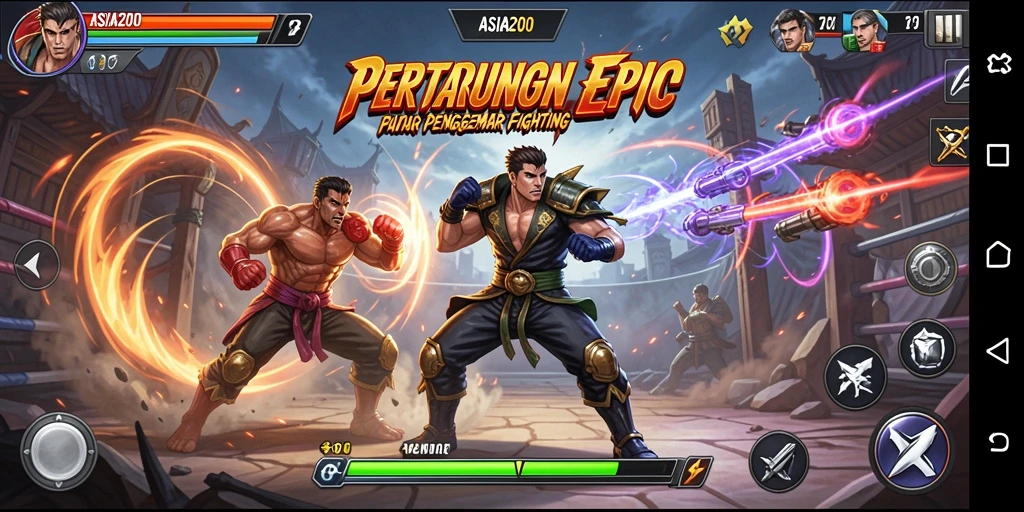Tampilan pertarungan seru di ASIA200 dengan aksi karakter yang spektakuler.
