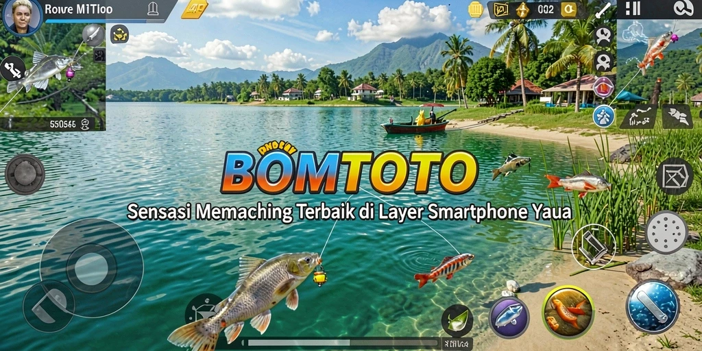 Screenshot gameplay menunjukkan aksi seru memancing ikan besar.
