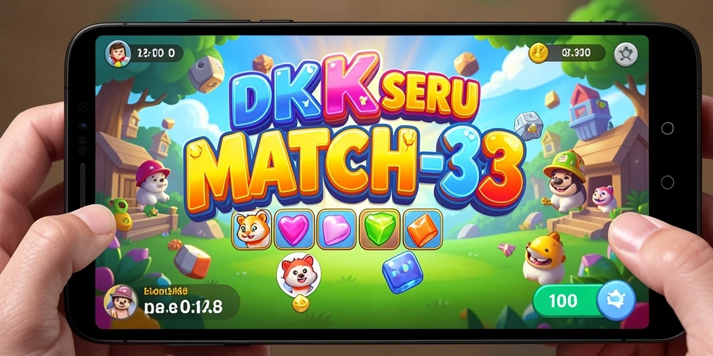 Screenshot gameplay DKK menampilkan keseruan mencocokkan objek Match-3.