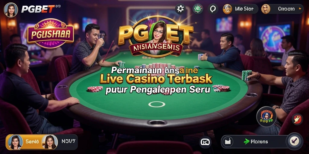 Screenshot gameplay PGBET menampilkan dealer langsung dan suasana kasino.