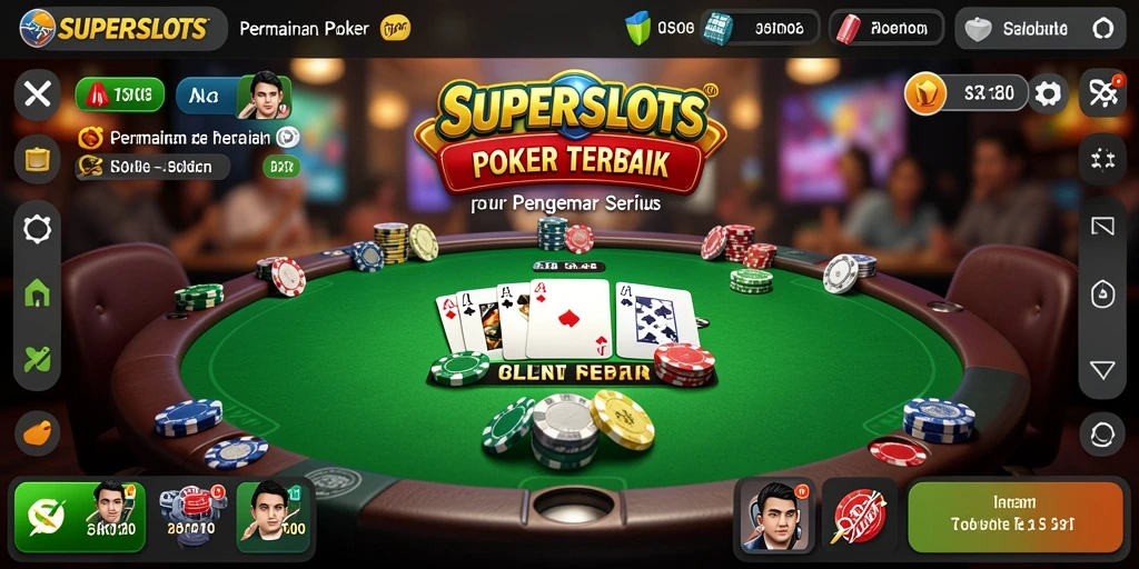 Tampilan menarik dari gameplay poker di SUPERSLOTS.