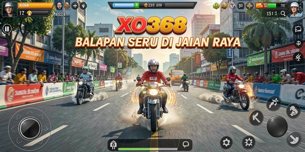 Gameplay XO368 yang menegangkan saat balapan di trek menantang.