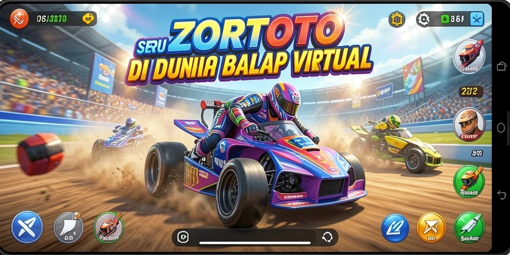 Tampilan gameplay ZORTOTO dengan trek balap yang menantang dan kendaraan mengesankan.